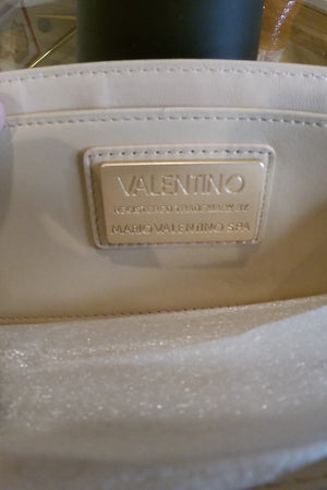 Black and Rose Blush Embossed Logo Valentino Wallets with Gold Plated Chain