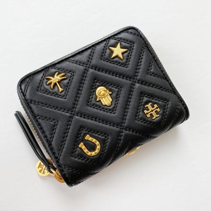 TORY BURCH Black Fleming Charm Wallet (Medium)