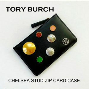 TORY BURCH Chelsea Studded Zippered Card Case 