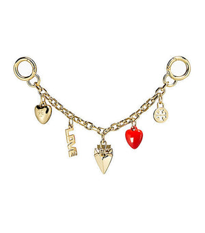 Tory Burch Gold-Plated Red Enamel Heart Key Chain FOB