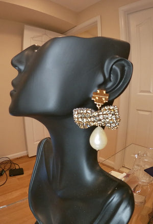 TB Black Kira Bow Drop Earrings