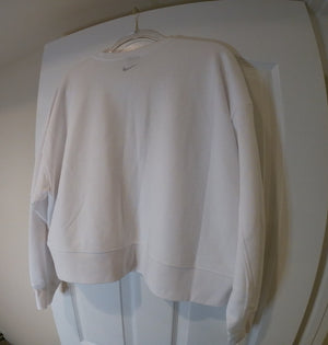 White Nike "Swoosh" Logo Crop Top Sweatshirt (Size Large)