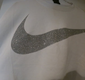 White Nike "Swoosh" Logo Crop Top Sweatshirt (Size Large)