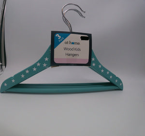 AT HOME Aqua Blue Children's Hangers w/White Stars (Set of 3)