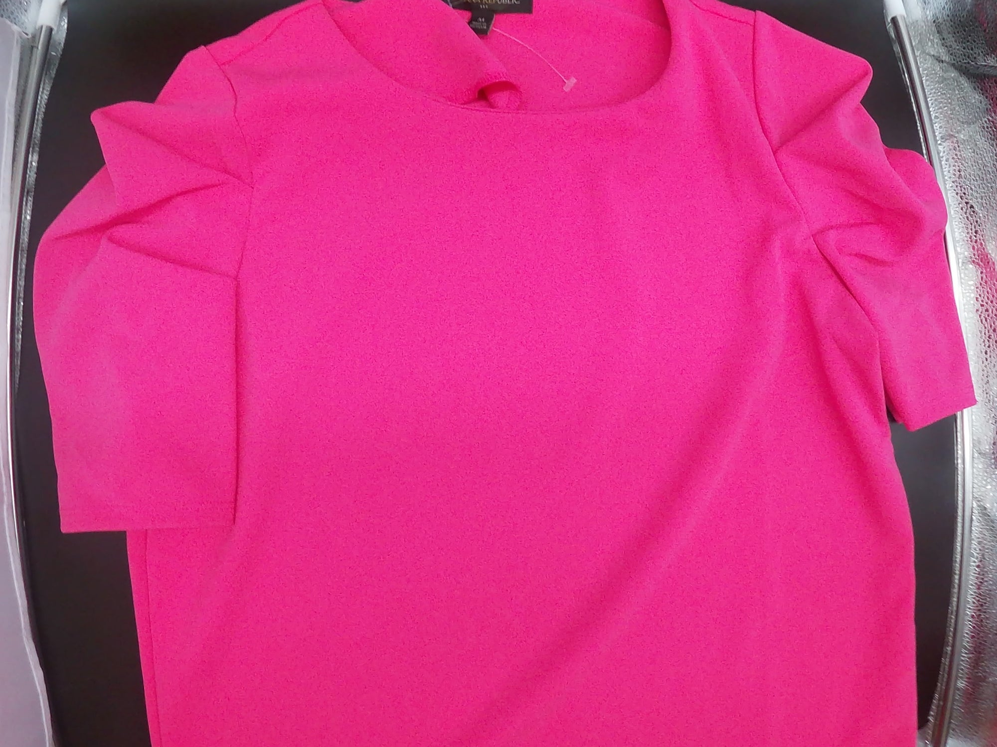 Fuchsia Top Gathered Puff Sleeves (Size Medium)