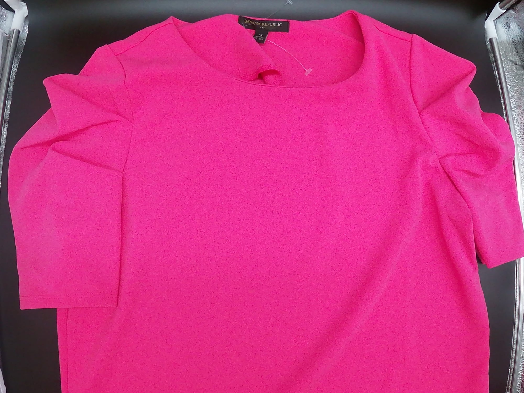 Fuchsia Top Gathered Puff Sleeves (Size Medium)