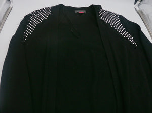 VINCE CAMUTO Studded Shoulder Black Cardigan