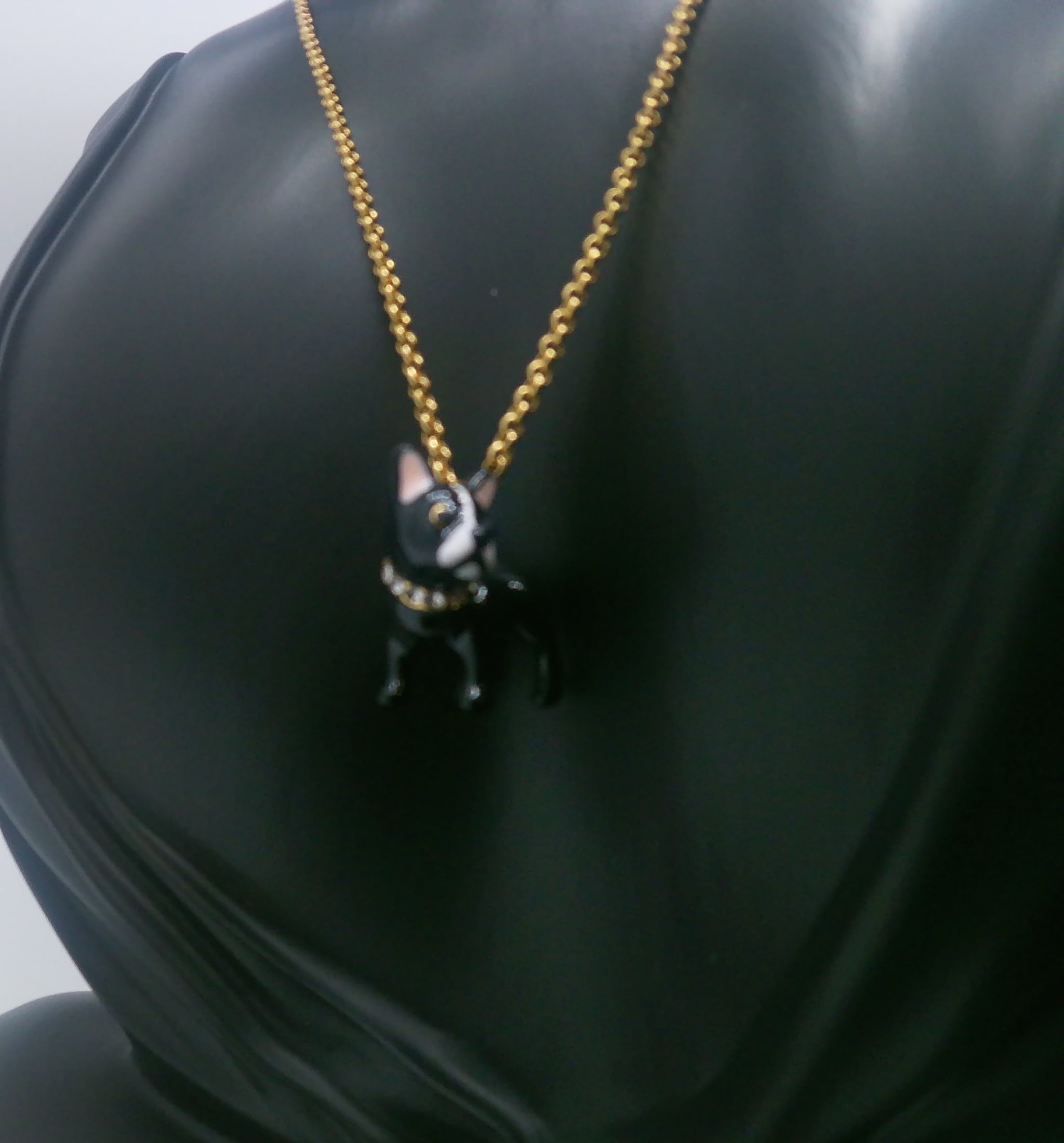 French Bull Dog with Sparkly Collar Necklace RetailResaleShop