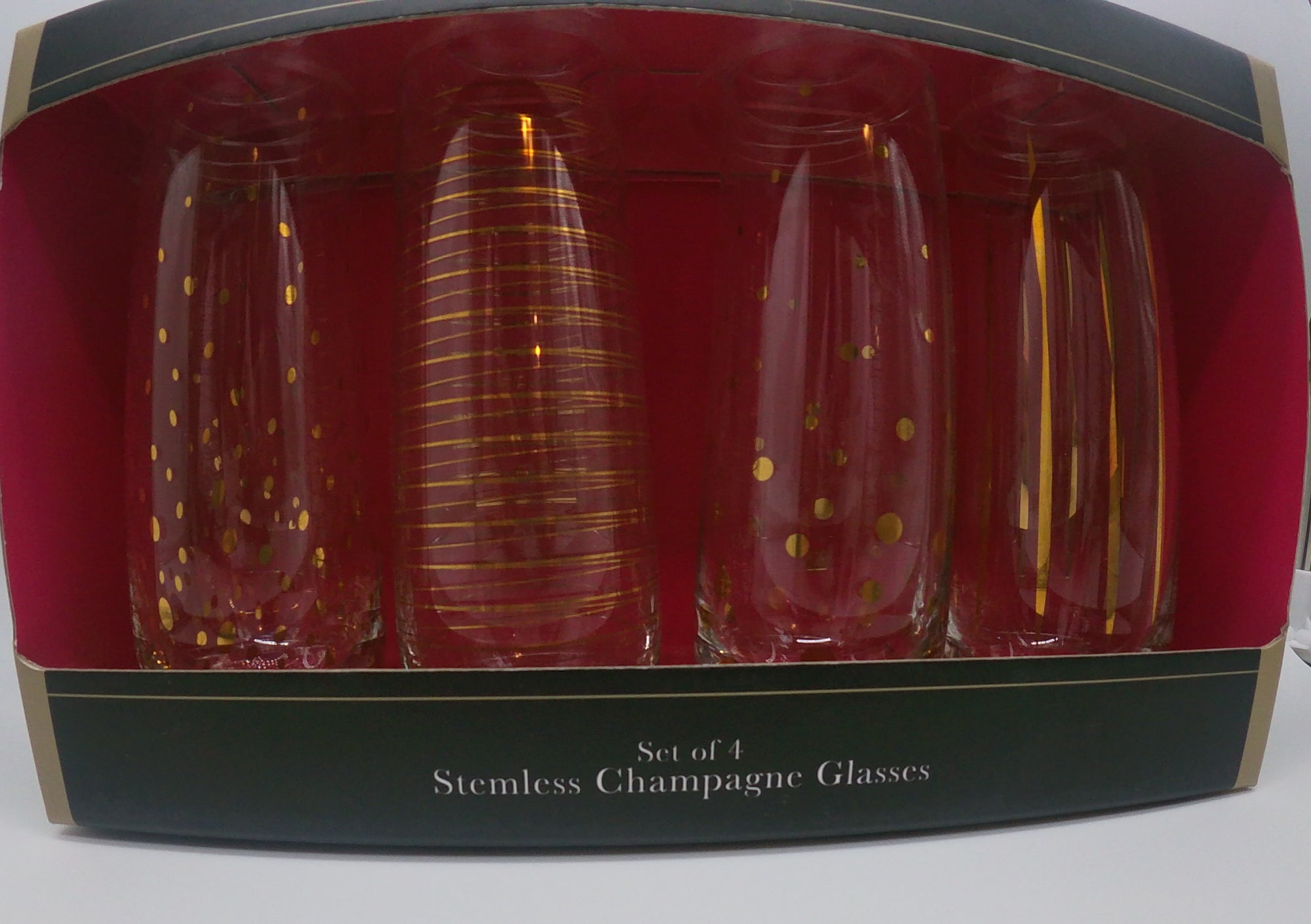 Set of 4 Christian Siriano Stemless Champagne Glasses