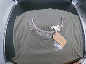 Green Beaded Collar Tank (Size Medium)