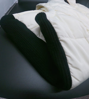 CALVIN KLEIN Cream Quilted Full Zip Puffer Vest with Black Knit Panels