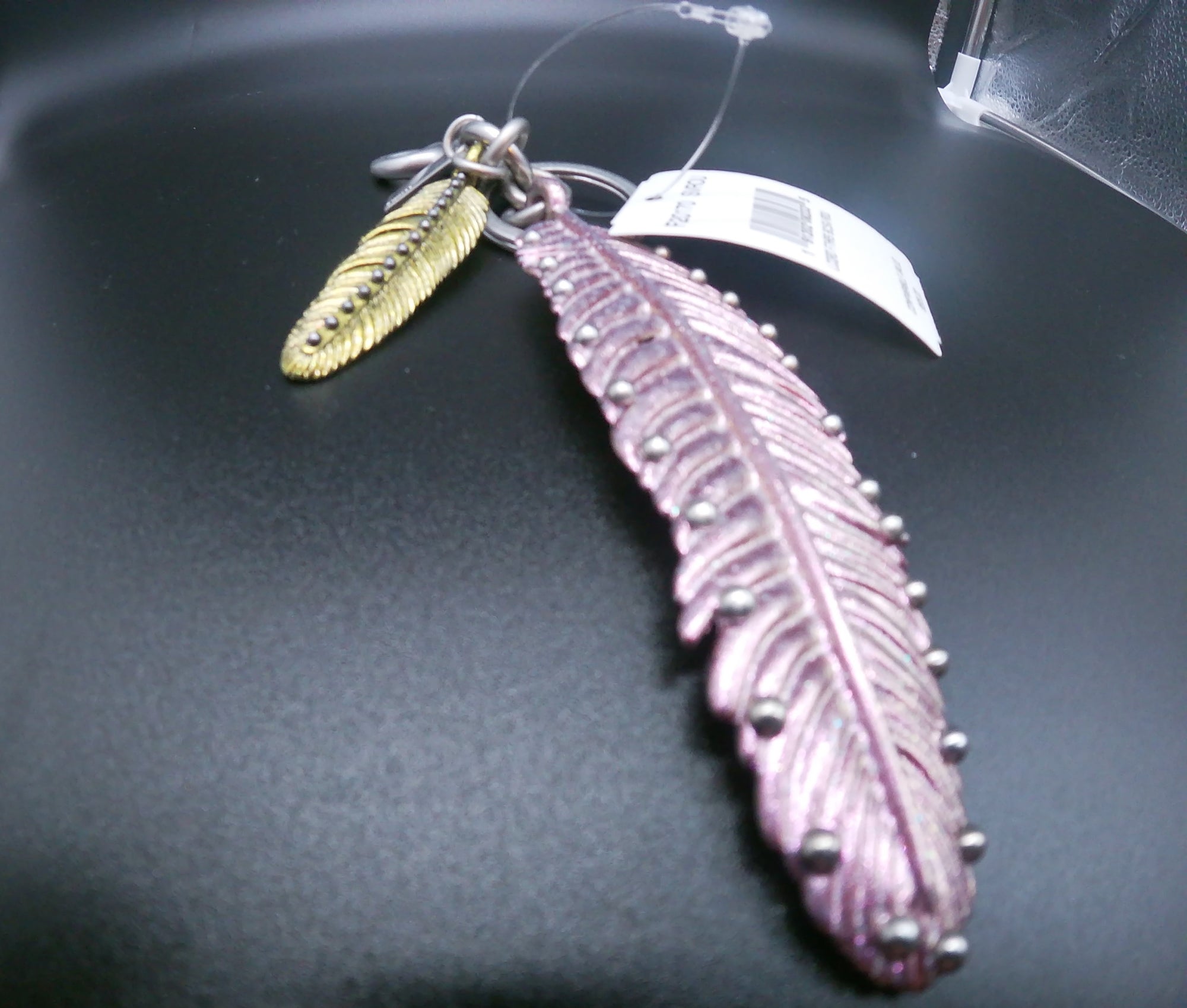 Pastel Metallic Studded Metal Feather Keychain