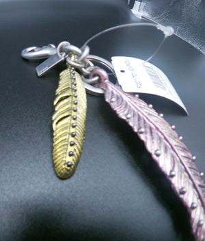 Pastel Metallic Studded Metal Feather Keychain