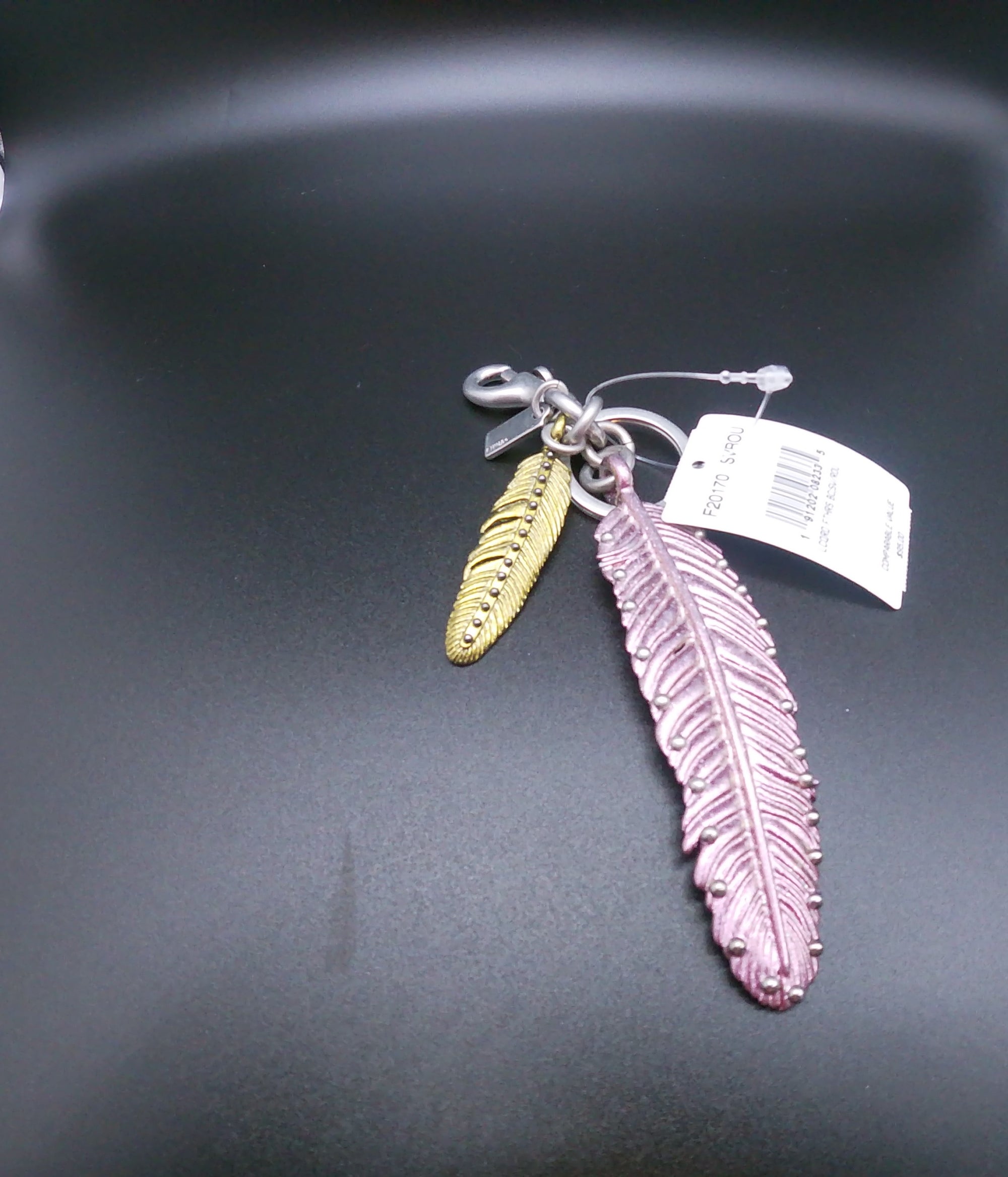 Pastel Metallic Studded Metal Feather Keychain