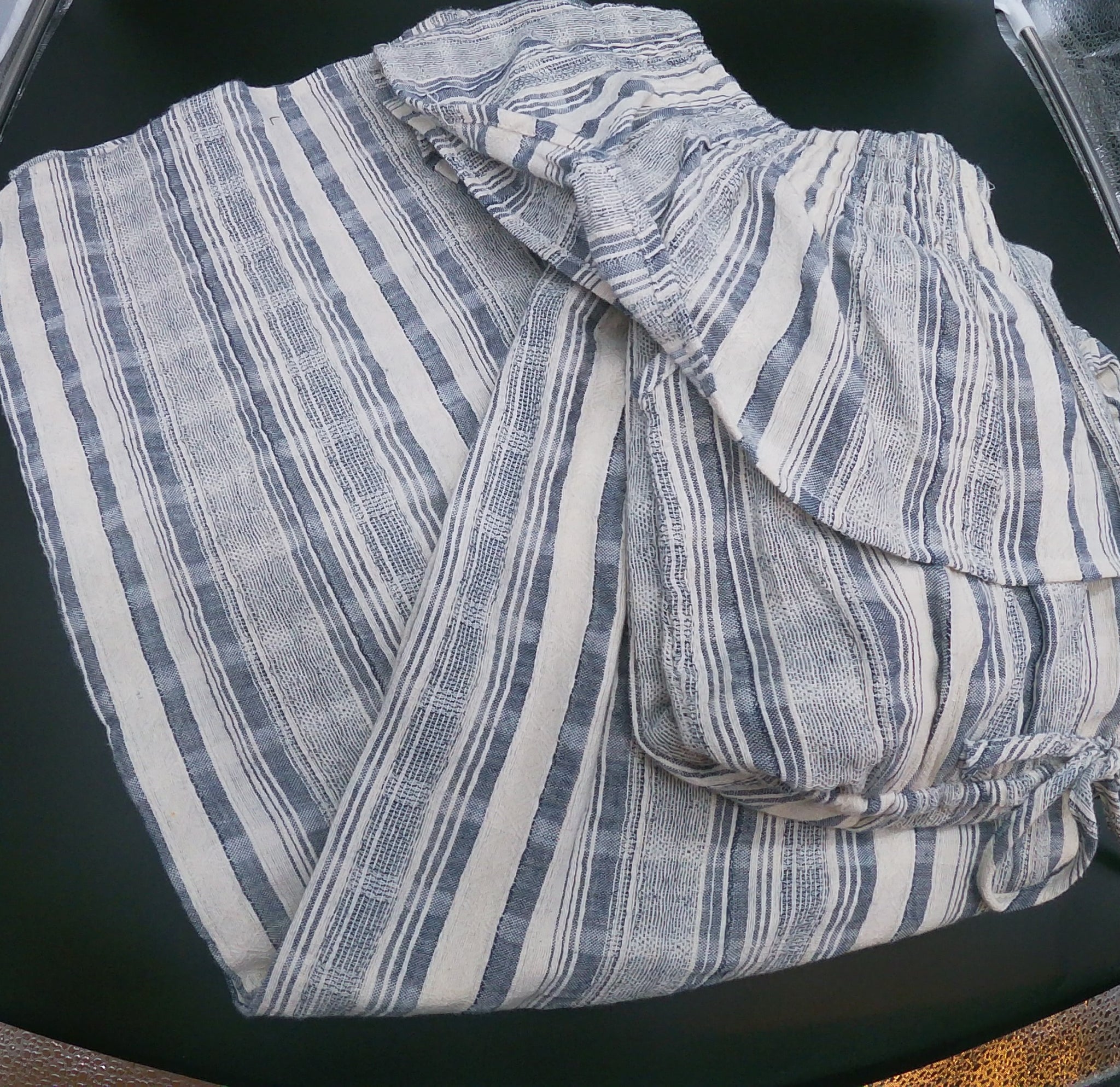 Blue and White Striped Cotton Off the Shoulder Jumpsuit Size Small RetailResaleShop