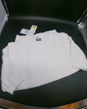Cream Emilia Ruffle Puffed Short Sleeve Sweater