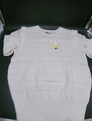 ﻿ELLA MOSS﻿ Cream Emilia Ruffle Puffed Short Sleeve Sweater
