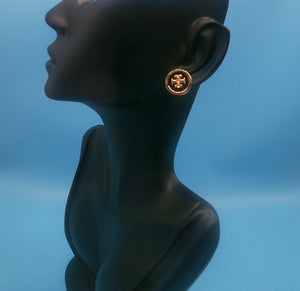 Kira Enameled Circle TB Logo Stud Earrings