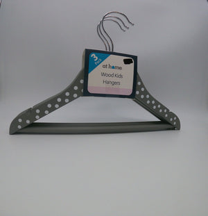 AT HOME Grey Children's Hangers w/White Polka Dots (Set of 3)