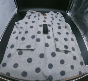 ANTHROPOLOGIE ﻿W5﻿ Grey Polka Dot Fleece Top