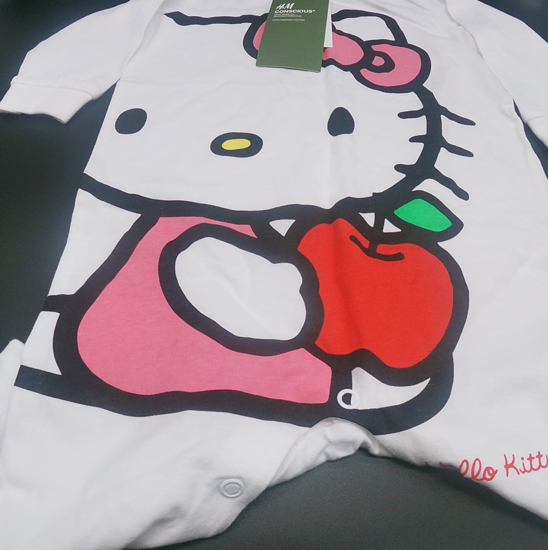 Hello Kitty Holding Apple Snap Button Onesie