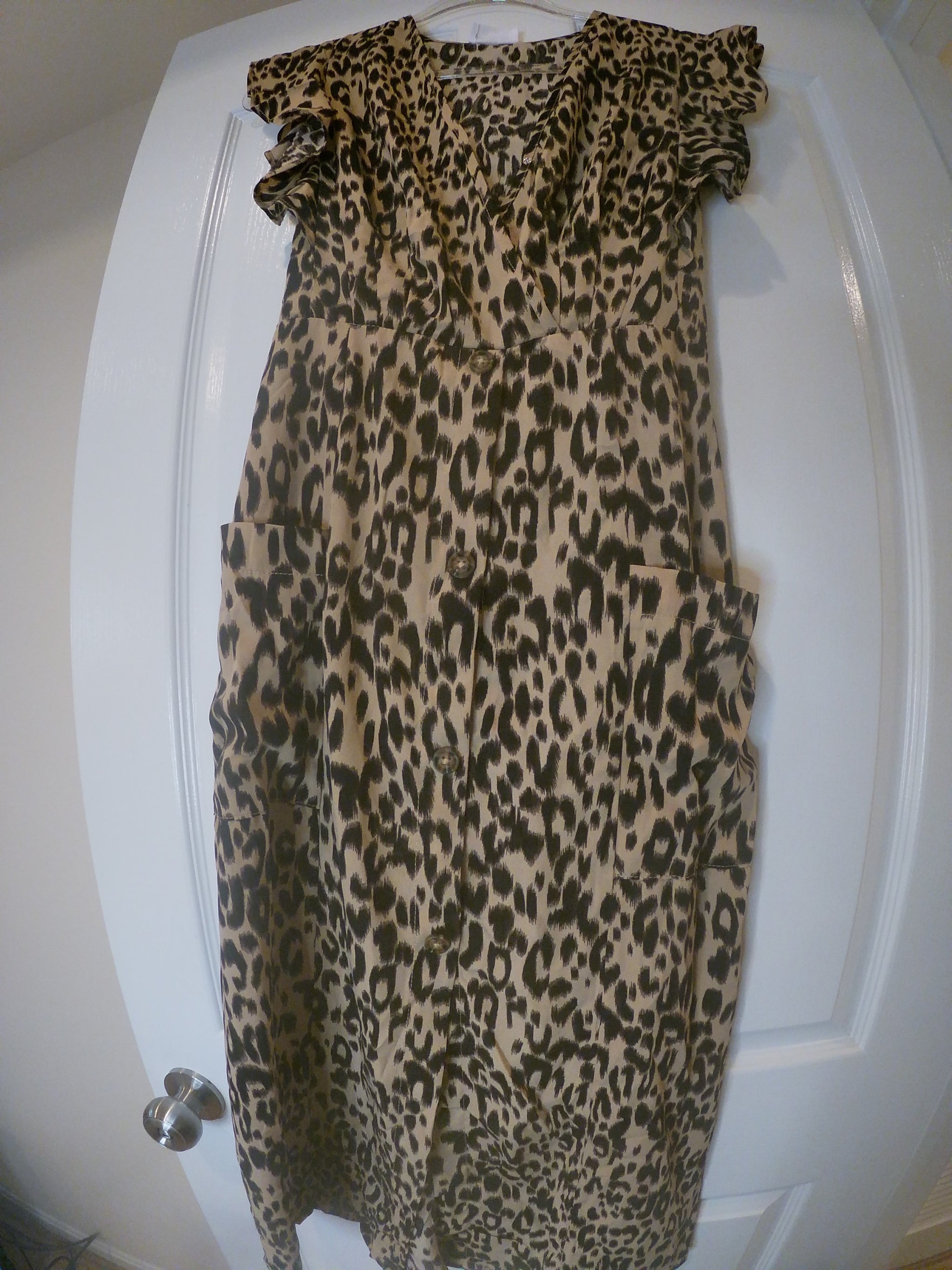 Fit & Flare Ruffle Leopard Print Dress - RetailResaleShop Fit & Flare Ruffle Leopard Print Dress - RetailResaleShop