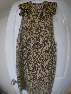 Fit & Flare Ruffle Leopard Print Dress