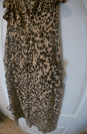 Fit & Flare Ruffle Leopard Print Dress