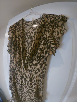 Fit & Flare Ruffle Leopard Print Dress