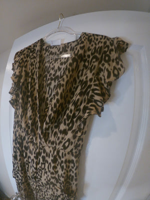 Fit & Flare Ruffle Leopard Print Dress