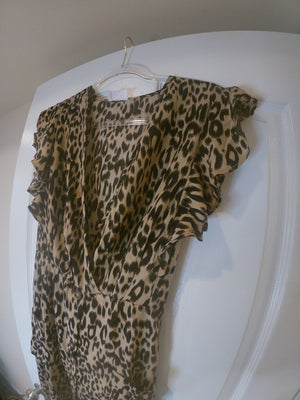 Fit & Flare Ruffle Leopard Print Dress