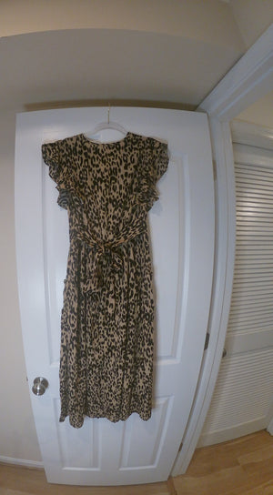 Fit & Flare Ruffle Leopard Print Dress