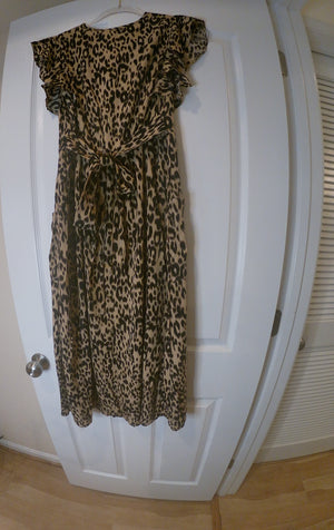 Fit & Flare Ruffle Leopard Print Dress