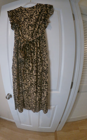 Fit & Flare Ruffle Leopard Print Dress