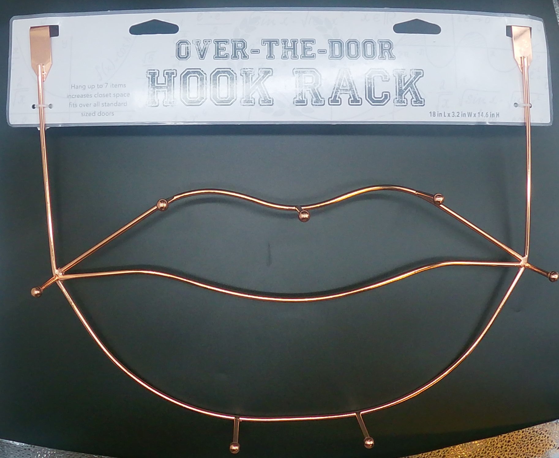 ﻿AT HOME ﻿Rose-Gold Plated Metal Over the Door Hook Rack (Lips)