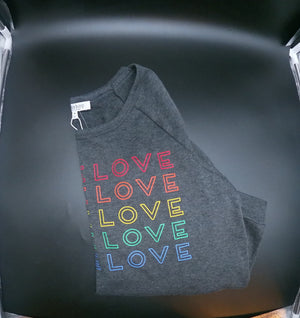 Charcoal Heather Grey Rainbow "More Love" Knitted Top (Size Medium)