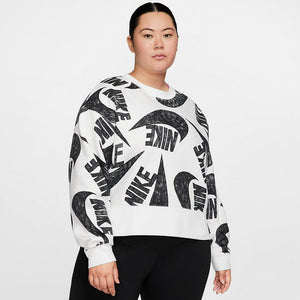 White and Black Logo Print Crew Neck Sweatshirt (Plus Size/1X)