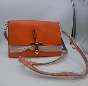 LE MIEL Orange Vegan Leather CrossBody (Flap) 