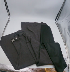 ﻿EVOLUTION BY CYRUS﻿ Charcoal Grey Cardigan with Pleather Sleeves