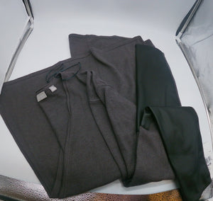 ﻿EVOLUTION BY CYRUS﻿ Charcoal Grey Cardigan with Pleather Sleeves