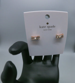 KATE SPADE Rose Gold Pave Diamond Bow Earrings