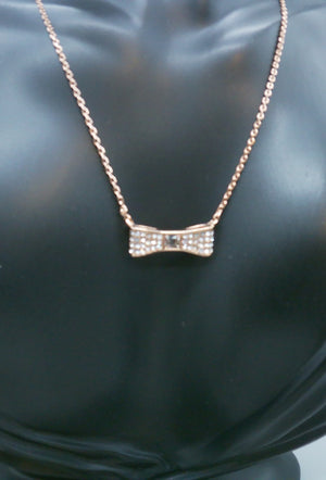 KATE SPADE Rose Gold-Plated Pave Bow Necklace 
