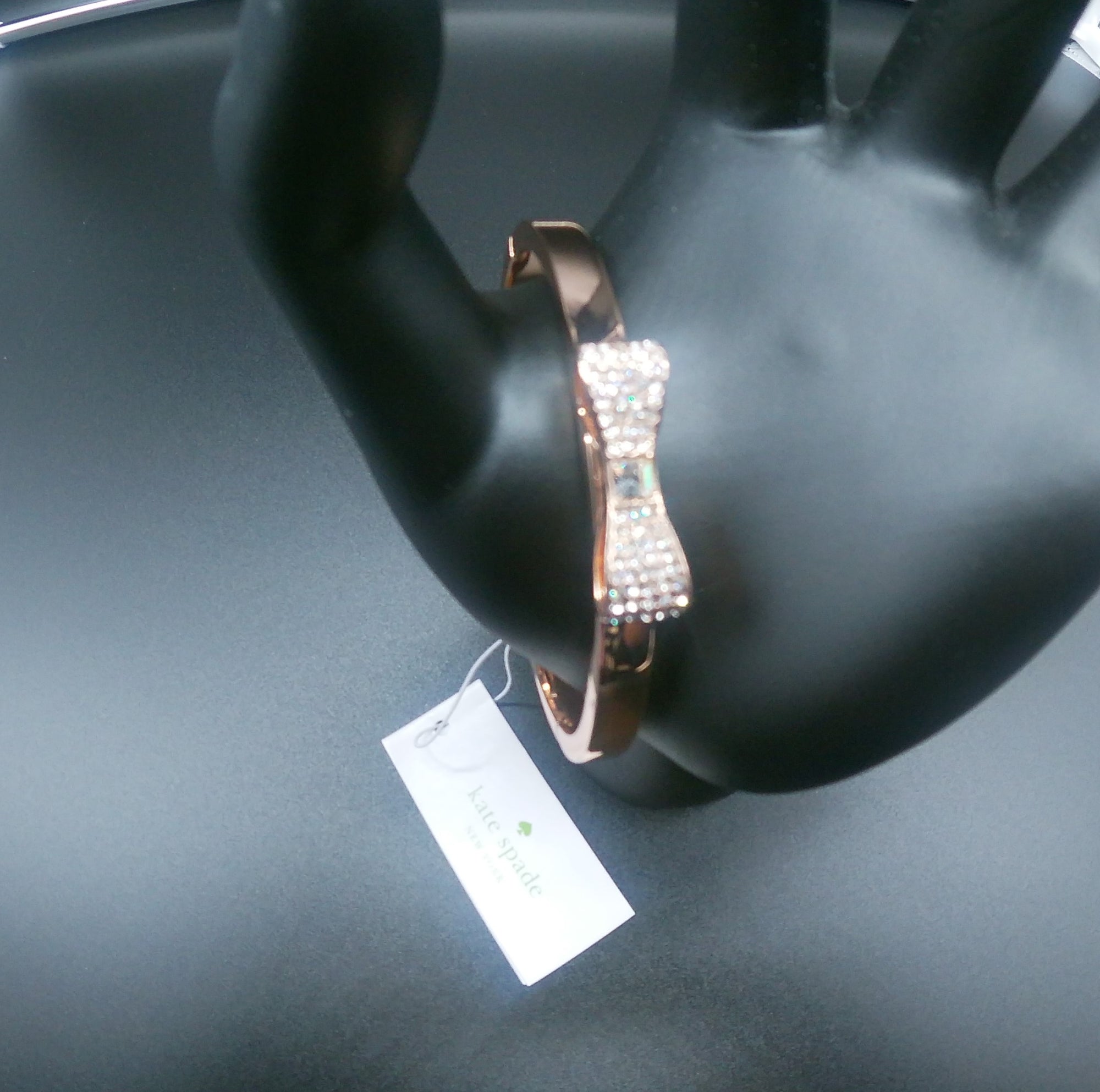 KATE SPADE Rose Gold Plated Pave Diamond Bow Bracelet 