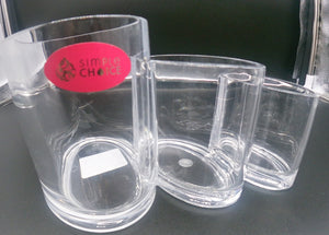 SIMPLY CHOICE Clear Acrylic Triple Cup Oval Cosmetic Organizer