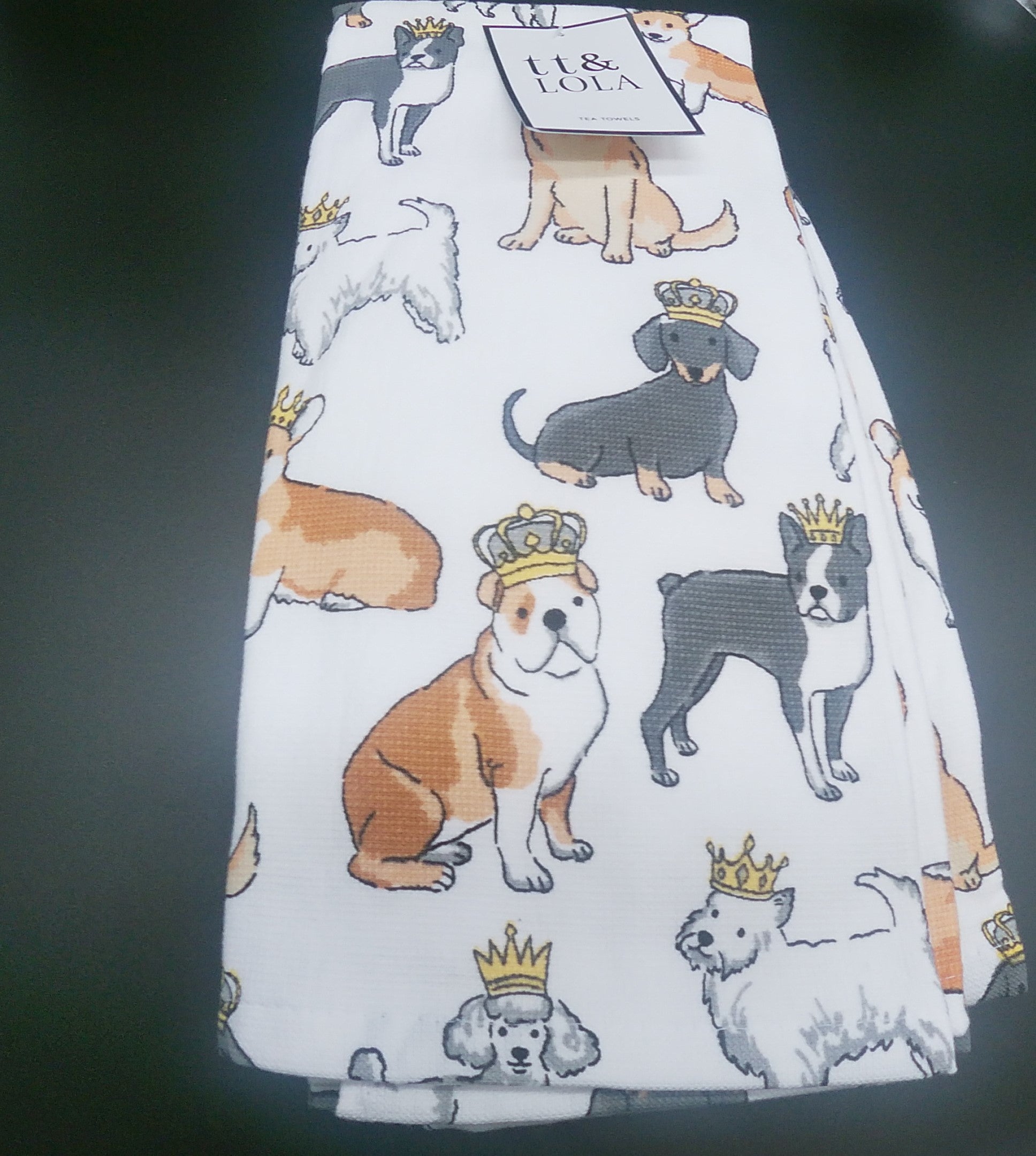 tt & Lola Tea Towels featuring Dogs with Crowns