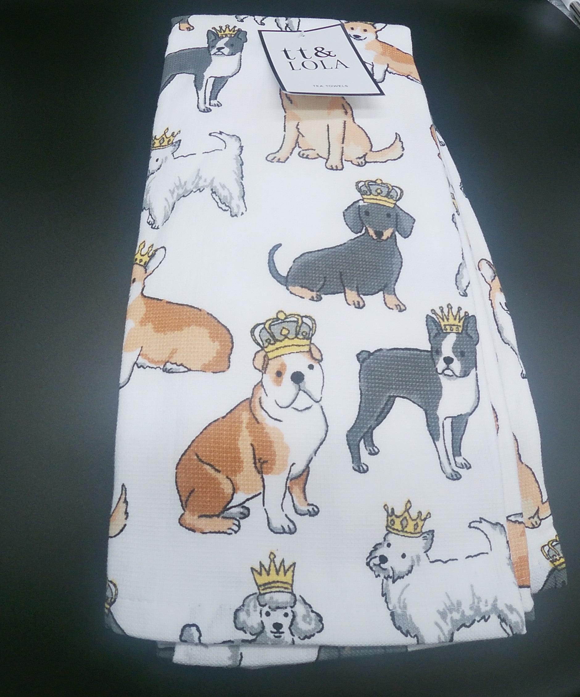 tt & Lola Tea Towels featuring Dogs with Crowns