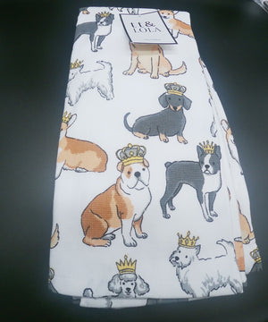 tt & Lola Tea Towels featuring Dogs with Crowns