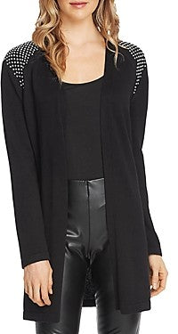 VINCE CAMUTO Studded Shoulder Black Cardigan