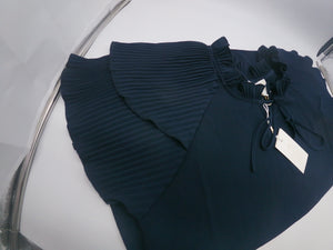VIOLET & CLAIRE New York Navy Blue Pleated Blouse
